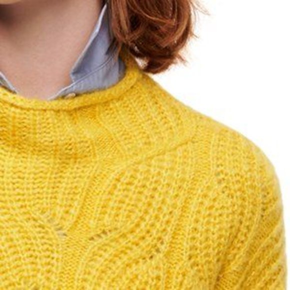 NWOT J. Crew Pointelle Cable Knit Sweater, sz Small, color Rich Olive. - Picture 7 of 7